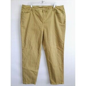 Soft Surroundings Muted Mustard Yellow High Rise Tapered Jeans Plus Size 2X